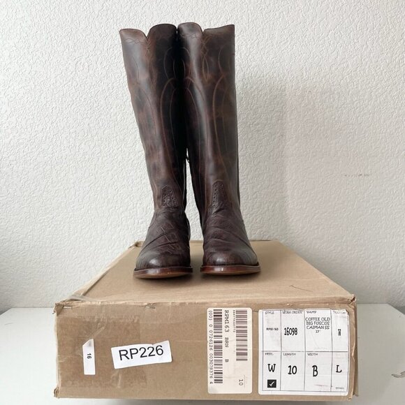 NEW Rod Patrick Womens Riding Cowboy Boots 10B Brown Caiman Leather Western Tall - Picture 10 of 11